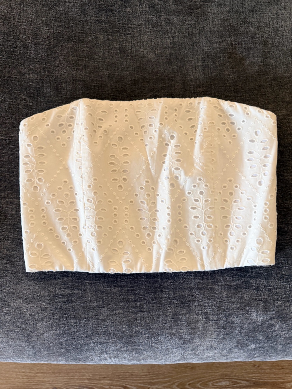 Alice + Olivia White Eyelet Strapless Top